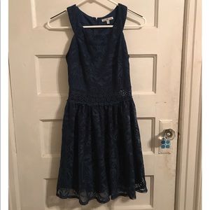 Navy blue lacy halter dress
